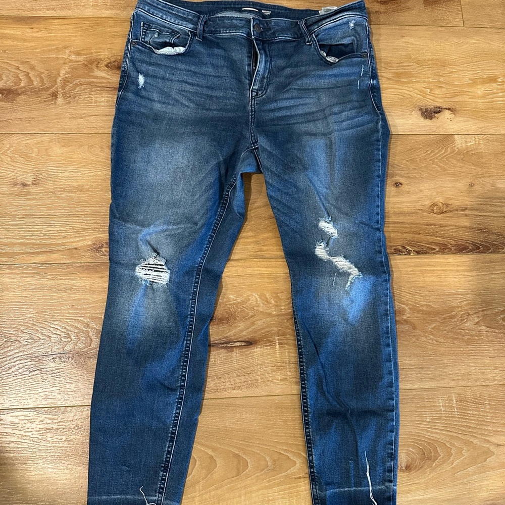 Old Navy Dark Blue Distressed Skinny Jeans